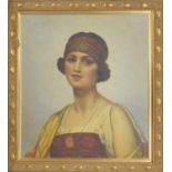 E* Solomon (20th century) - a young girl dressed in 1920s costume, a decorative headdress around her