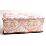 Large Victorian rectangular ottoman, attractively upholstered with gardeners in a rural landscape,