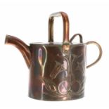 Arts & Crafts copper watering can, maker 'JS&S' Joseph Sankey & Sons, makers stamp and Rd no.