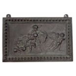Regency bronze wall plaque, cast in relief with group of putti corralling a ram, within a raised