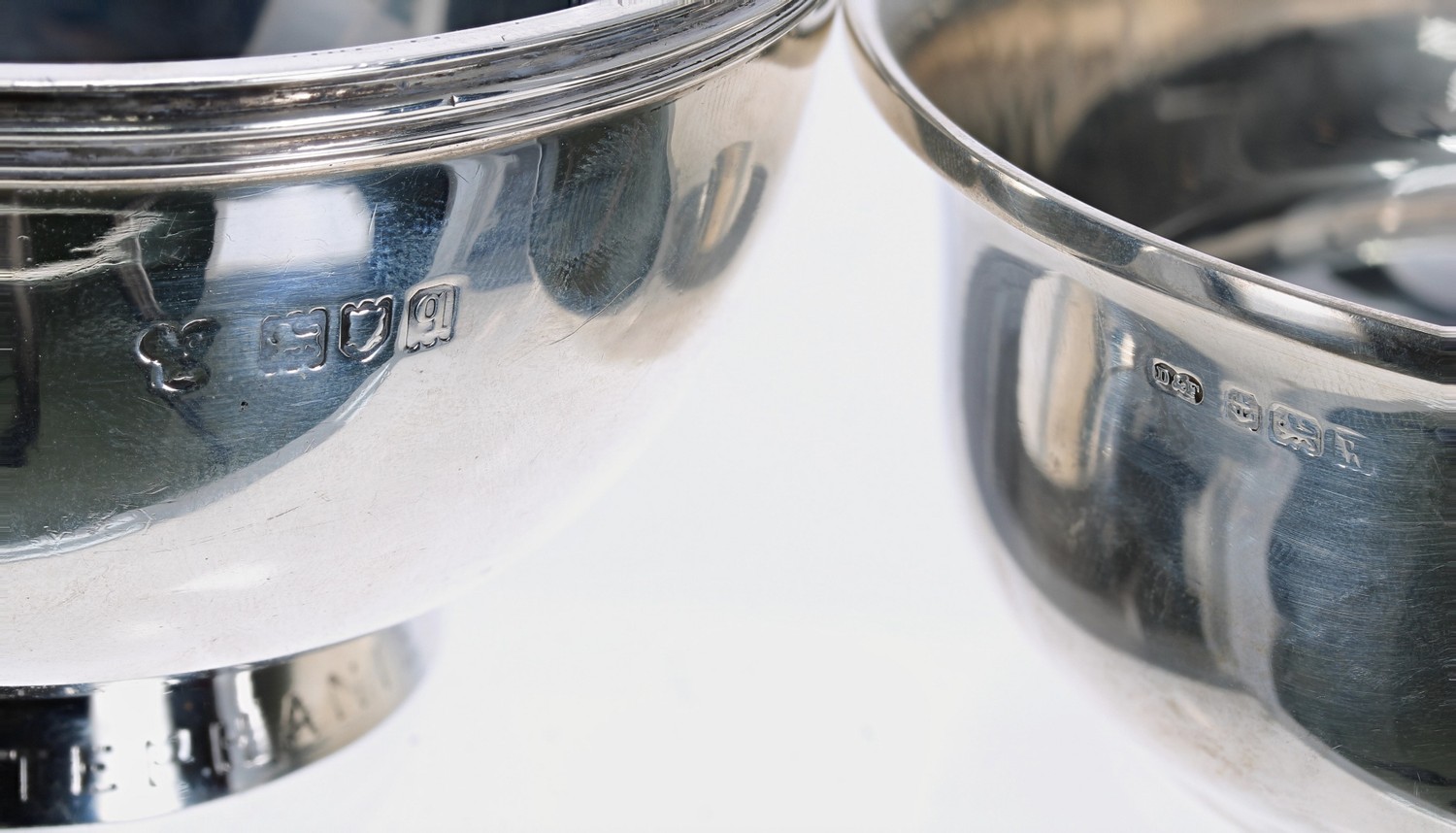 George V silver bowl, with pierced scrolling handle,, maker indistinct, inscription around the foot - Image 2 of 2