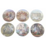 Six Prattware pot lids; including 'The Battle of The Nile', 'Charing Cross', 'Persuasion', ' The