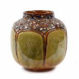 Royal Doulton stoneware glazed globular vase, impressed factory stamp, numbered 8528 and monogrammed
