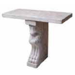 Good contemporary composite stone console table, the rectangular slab top upon a bracket support