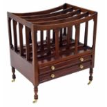 Reproduction stained hardwood Canterbury in the Regency style, the four division top over two
