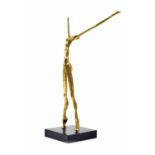 Modernist polished bronze ballet figure in the manner of Hattakitkosol Somchai, modelled with arms