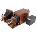 Victorian Thornton Pickard Time Inst. patent Eastman Kodak Co. mahogany cased box camera (bellows at