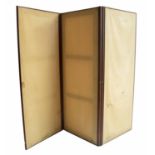 Victorian mahogany two-fold triple panelled undecorated screen, each panel 65" high, 24" wide