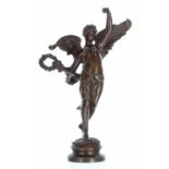 After Hermann Eichberg (German, active circa 1900) - small bronze figure of Nike holding a laurel