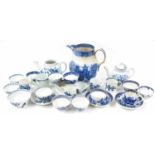 Collection of early English blue and white porcelain principally including Worcester and Caughley,