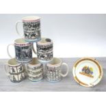 Good collection of Wedgewood commemorative mugs including examples designed by Richard Guyatt;