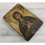 Greek or Russian School (20th/21st century) - an icon depicting Mary Magdelene holding a crucifix,