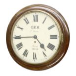 Replica G.E.R railway wall dial clock, case 16" diameter (pendulum)