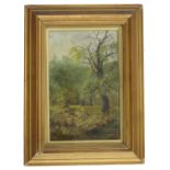 English School (19th century) - woodland scene, oil on canvas, 12"x 8" * The work is indistinctly