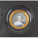 Continental School (20th century) - portrait miniature of a lady, head and shoulders wearing a cream