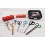 Selection of vintage pinking shears and scissors