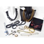 Collection of jewellery including Victorian and later bead necklaces, marcasite jewellery, cameo