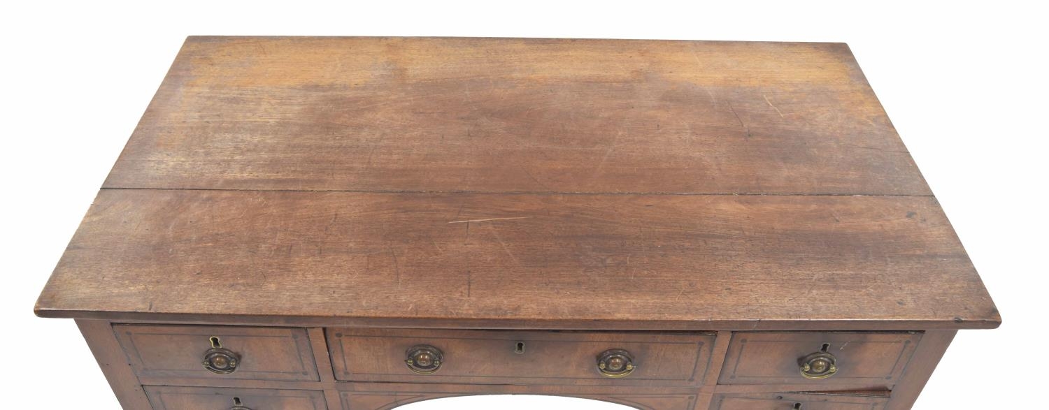 Regency mahogany kneehole writing desk, the top over one long drawer to the kneehole frieze - Image 2 of 2