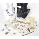Selection of assorted costume jewellery including an amethyst set necklace (a.f), earrings  and