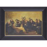 Continental School (20th century) - a group of Jewish figures with Rabbi's reading various