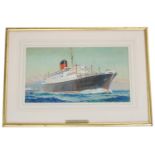 John Carrington Birch (fl. 1950-1969) - ocean liner 'Liberia', signed also inscribed on a plaque