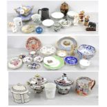 Large collection of assorted porcelain and pottery including tureens, teapots, tea bowls/cups and