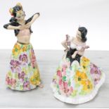 Pair of Italian glazed figures of female dancers signed G. Girardi, the taller figure 13.25" high (