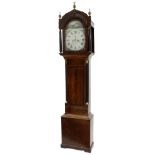 Mahogany eight day longcase clock, the 13" painted arched dial signed Palmer Bristol, with