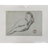 Z* Ruszkowsky (20th century) - reclining female nude study, bearing the artist's studio