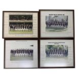 Cricketing interest - four framed England team photographs with autographs including the England