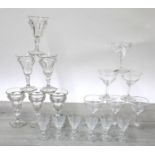 Small selection of assorted drinking glasses, three sets of assorted drinking glasses, the tallest