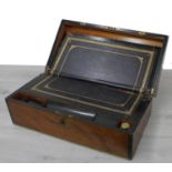 Large 19th century mahogany brass bound writing slope, 20" wide, 10" deep, 7" high (the interior