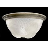 R. Lalique 'Dahlia' frosted glass circular light shade with a gilt metal mount, moulded R. Lalique