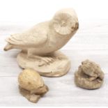 Lefcoware pottery model of an owl, 9.5" high (af losses to end of tail feathers and glaze hairline