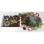 Collection of assorted costume jewellery, primarily bead necklaces and bracelets
