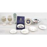Assorted porcelain and pottery including pair of Malthouse Pottery cups, two Royal Worcester