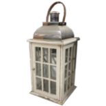 Decorative painted and glazed lantern, 15" wide, 15" deep, 32" high