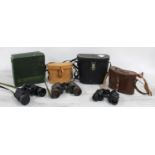 Collection of vintage and modern binoculars, including Prinzlux, Prinz, Denhill, Miranda etc