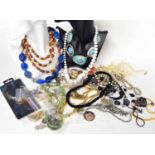 Selection of assorted costume jewellery, primarily bead necklaces, cufflinks etc