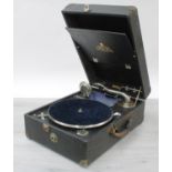 Salon Decca 75 wind-up portable gramophone, 11.5" wide