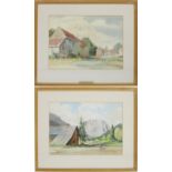 Edward Billin (1911-1995) - farm buildings in rural England, also a companion and alpine scene