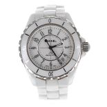 Chanel J12 automatic white ceramic bracelet watch, no. Z.N. 39xxx, white dial, white rotating bezel,