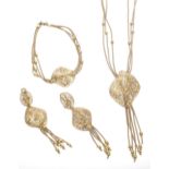 Set of high grade yellow metal rope necklace, bracelet and pair of earrings, 37.3gm (139719-2-A)