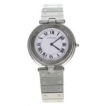 Cartier Ronde lady's stainless steel bracelet watch, no. 819250xxxx, white dial, cabouchon crown,