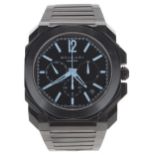 Bvlgari Bamford Octo chronograph automatic black stainless steel gentleman's bracelet watch, no.