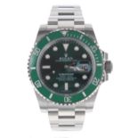 Rolex Oyster Perpetual Date Submariner 'Hulk' stainless steel gentleman's bracelet watch, ref.