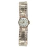 Longines 9ct lady's bracelet watch, London 1965, silvered dial with baton markers, signed cal. 320