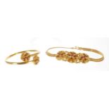 High grade yellow gold and enamel bangle and choker, 50.7gm (140187-1-F)