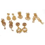Five pairs of high grade yellow gold earrings, 64.6gm (140187-1-G)