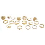 Eighteen assorted high grade yellow metal rings, 58.8gm (140186-4-A)